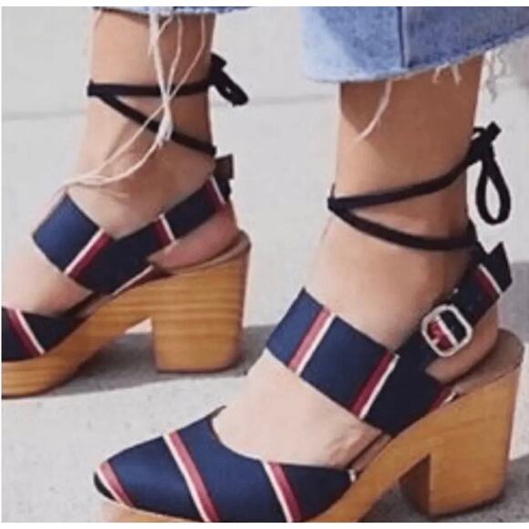 Free People Sandals Platform Clog Heel EU 40 US 9.5 Lace Up Monaco Boho Festival - Picture 1 of 7